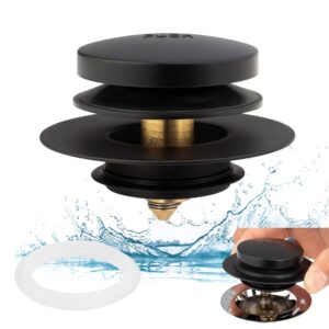 Artiwell Universal Tip Toe Bath Drain Stopper and Cover, Bathtub Drain Stopper, Replaces lift and turn, Tip-Toe and Trip Lever drains for Tub, EZ Installation and Clearing (MATT BLACK)