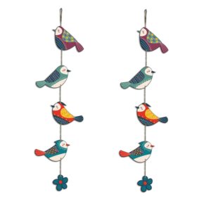 Artvibes Colorful Birds Decorative MDF Wooden Wall Art for Home Artvibes Colorful Birds Decorative MDF Wooden Wall Art for Home | Garden Balcony | Door Decoration Items | Paintings For Wall | Wall Illustrations | Handcrafted Art | Gift Items (WH_5216N), Set of 2