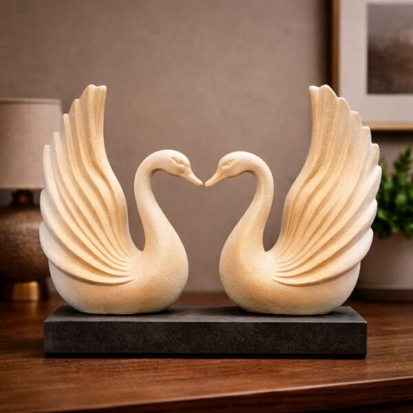 Aura 3D Pair Swan Showpieces for Home Decor Statue Couple Aura 3D Pair Swan Showpieces for Home Decor Statue Couple Set White with Gold Swan Good Luck and Love Figurines Set Decorative Wedding Table Centrepiece Sculpture for Home Decor Items for Living Room