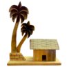 Awesome Assam Handicrafts Collection- Self-Standing Solid Wood & Bamboo Showpiece/Decor Item- Village Hut, 21cm H x 18cm W x 6cm D (Maroon, Yellow & Other)