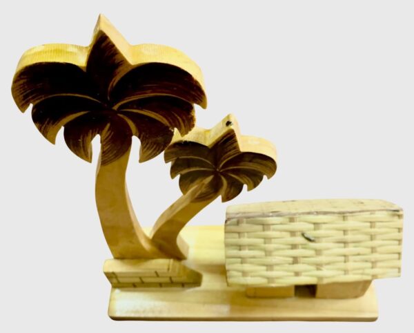 Awesome Assam Handicrafts Collection- Self-Standing Solid Wood & Bamboo Showpiece/Decor Item- Village Hut, 21cm H x 18cm W x 6cm D (Maroon, Yellow & Other)
