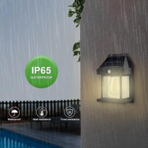 BALJI Solar Induction Wall LAMP for Courtyard | Garden | Balcony | Terrace | Outdoor | Home (600 LUMENS , 1800 MAH , Solar Automatic Charging , 3 Modes ) Pack of 1 (Black)