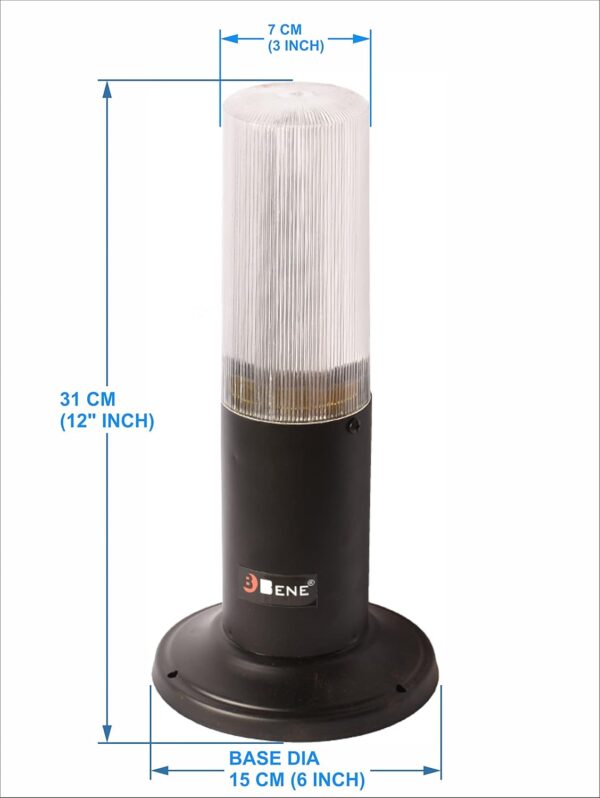BENE Benjamin Bollard Garden Lights for Home & Garden Decoration BENE Benjamin Bollard Garden Lights for Home & Garden Decoration 31CM Clear, Lamps for Outdoor Weatherproof, Black Garden & Path Lights (Pack of 6)