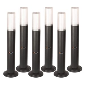BENE SS Benjamin Bollard Garden Lights for Home & Garden Decoration 60CM Clear, Lamps for Outdoor Weatherproof, Grey Garden & Path Lights (Pack of 6)