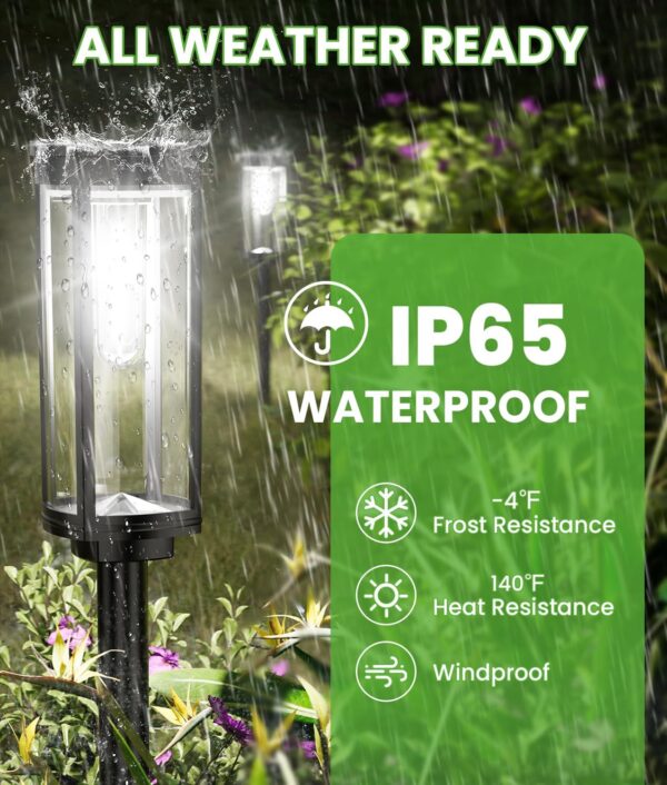 BITPOTT Solar Pathway Lights Outdoor Waterproof, 6 Pack Bright Garden Lights Solar Powered Auto On/Off, Dusk to Dawn Up to 12 Hrs Solar Landscape Lights for Yard Lawn (White, Pack 6)