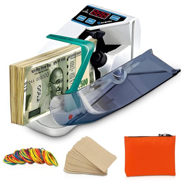 BRONTIX P-100 Money Counting Machine Mini | LED Display Note BRONTIX P-100 Money Counting Machine Mini | LED Display Note Counting Machine Cash Counter Machine Mini with UV/WM Detection, Auto Shut-Off Currency Counting Machine for Home (Portable Bundle)