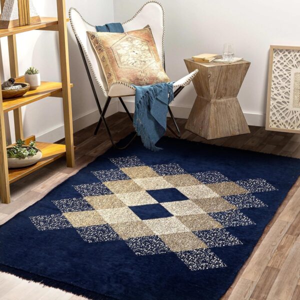 BSB Home Designer Superfine Chenille Carpet | 500 GSM Velvet BSB Home Designer Superfine Chenille Carpet | 500 GSM Velvet Carpet/Area Rug/Durries with Fine Gold Yarn for Living Room, Bedroom, Runner| 122 x 183 cm or 4x6 ft, Blue