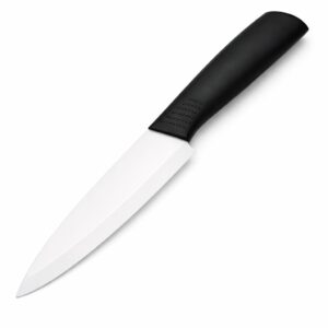 Bagonias Ceramic Chef Knife - Ultra Sharp Professional Ceramic Kitchen Knife - Ideal for Home and Restaurant Use - Best for Vegetables and Fruits - 24cm Total Length, 13cm Blade - Black/White Handle