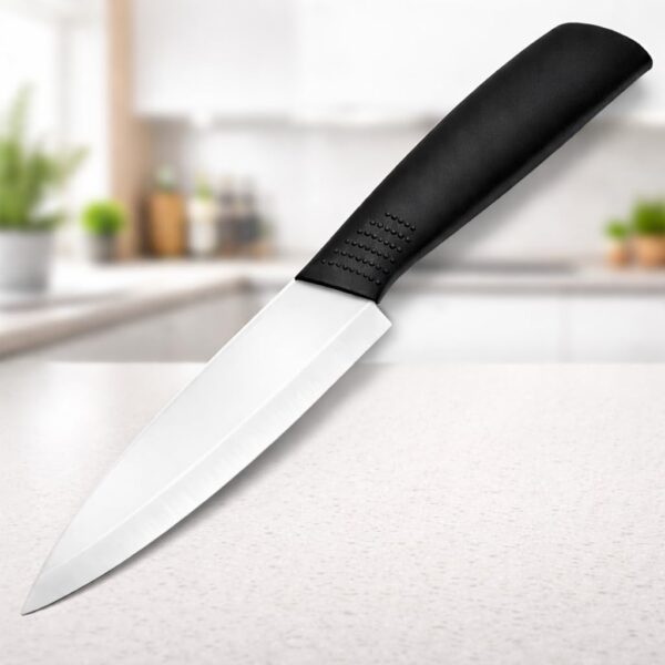 Bagonias Ceramic Chef Knife - Ultra Sharp Professional Ceramic Kitchen Knife - Ideal for Home and Restaurant Use - Best for Vegetables and Fruits - 24cm Total Length, 13cm Blade - Black/White Handle