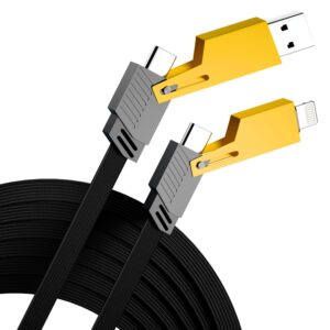 Basesailor 120W 4 In 1 Multi Function Braided Fast Charging Cable With Lightning To USB-C,Type C-C,Ligthning To USB,Military Grade Durability,Compatible For iPhone,Samsung,Oneplus Series & More,1M