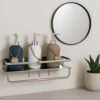 Bathroom Accessories Set | Multipurpose Wall Shelf Stainless Steel Bathroom Shelf I Wall Mount Shelf Organizer | Towel Hook Shelf and Rack I Bathroom Shelves Silver (15x5 Inch)