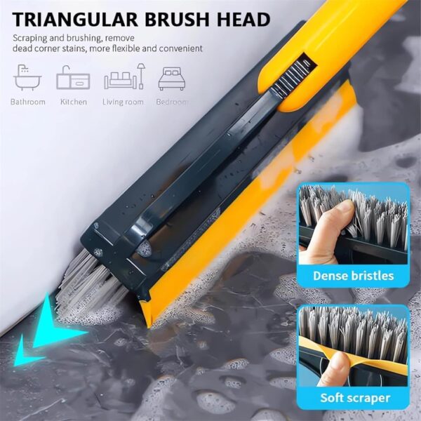 Bathroom Cleaning Brush with Wiper Upgraded Toilet Brush Bathroom Brush with Long Handle 180° Rotate Bathroom Floor Cleaning Brush Bathroom Cleaning Accessories (2 in 1)