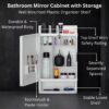 Bathroom Mirror Cabinet with Storage | Wall Mounted Plastic Organizer Shelf for Toiletries & Accessories | Durable White Mirror Cabinet for Bathroom
