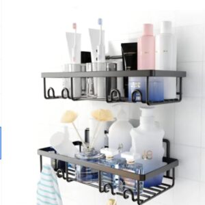 Bathroom Organiser Without Drill, Self Adhesive Bathroom Shelf & Rack Bathroom Organiser Without Drill, Self Adhesive Bathroom Shelf & Rack for Wall, Bathroom Accessories Set & Storage Organizer, Waterproof Bath Shelves, Bathroom Stand & Holder (Pack of 1)
