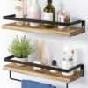 Bathroom Rack | Wooden Wall Shelf | Bathroom Organizer | Bathroom Rack | Wooden Wall Shelf | Bathroom Organizer | Shelf for Wall | Wooden Shelf Set of 2 for Living Room Bedroom Kitchen Bathroom Accessories Set for Home L17.32 x W6.29 x H4.13 Inch