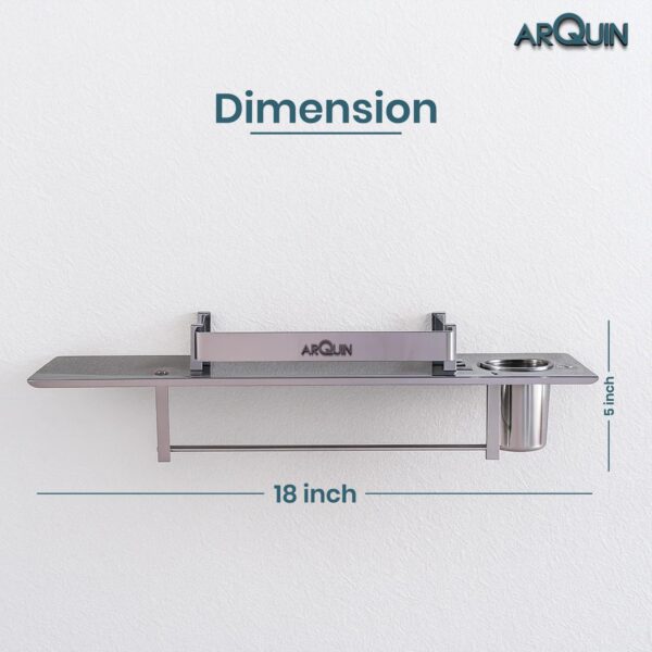 Bathroom Shelf 4 in 1 Bathroom Accessories Set Storage Organizer Wall Mount Shelf 304 Grade Stainless Steel Wall Shelf for Bathroom Multipurpose Shelf/Rack/Towel Hanger Tumbler Holder