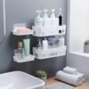 Bathroom Shelf Without Drill | Adhesive Bathroom Organizer Wall Shelf | 2 Shelves + 2 Soap Dish | Waterproof Rust-Free Bathroom Rack for Kitchen & Washbasin
