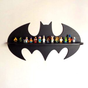 Batman Design | Decorative Floating | Wooden Wall Shelf | Batman Design | Decorative Floating | Wooden Wall Shelf | Decorations for Bedroom | Wall Artwork | Shelving Baby | Children Room | Kids Baby Shower Gift - Black