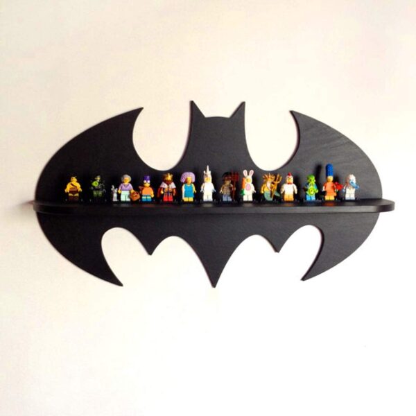 Batman Design | Decorative Floating | Wooden Wall Shelf | Decorations for Bedroom | Wall Artwork | Shelving Baby | Children Room | Kids Baby Shower Gift - Black