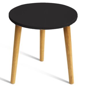 Beautiful Antique Wooden Fold-able Side Table/Plant Stand/End Table/Stool Living Room Kids Play Furniture Table Round Shape (Black)