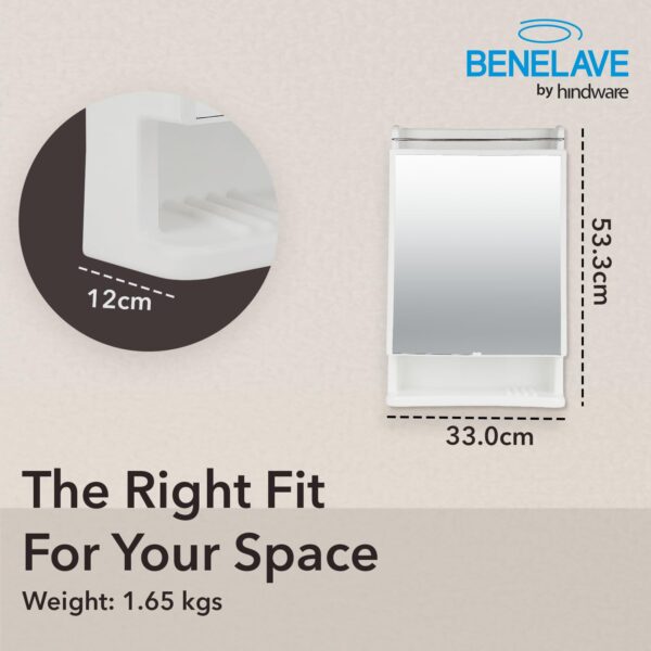 Benelave by Hindware Bathroom Accessories Bathroom Cabinet with Mirror | Made of High Grade Plastic | Stylish & Convenient | Space Saving