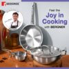 Bergner TriPro Tri-Ply Stainless Steel 4 Pcs Cookware Set - 22cm Indian Wok/Kadai with Lid, 22cm Frypan, 10cm Tadka Pan, Even Heating, Less Oil Use, Healthy Cooking - Induction and Gas Stove Ready