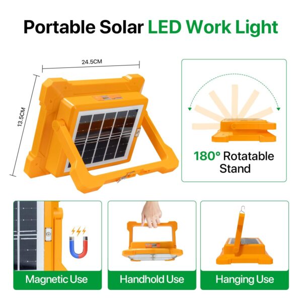 Best USB & Solar Rechargeable LED Flood Light - 288 LED's Solar Light IP66 Waterproof Outdoor Light for Garden, Camping, Garage, and Emergency Use Solar Power Outdoor Working Light