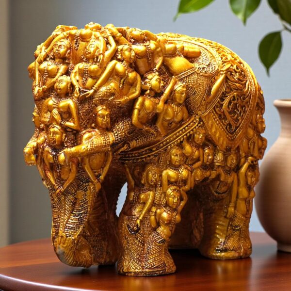 Big Size Royal Elephant Showpiece for Home Decor | Premium Big Size Royal Elephant Showpiece for Home Decor | Premium Resin & Fiber Handcrafted Antique Gold Elephant Statue for Living Room, Office, Mandir & Vastu Decoration | Limited Edition