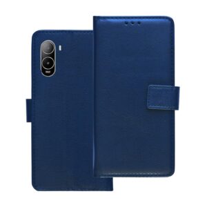 Bintage Vegan Leather Finish Wallet Stand Magnetic Case Flip Cover Compatible for Poco c85x 5g - Blue