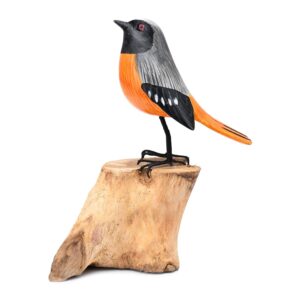 Bird Figurines - Recycled Wood Collectibles | Rare Birds Home Decor Items | Eco-Friendly Decorative Items for Home | Natural & Attractive Colors - Sustainable Home Decor - Redstart