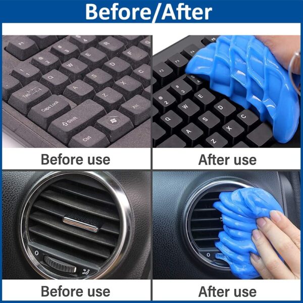 Blue Multipurpose Car AC Vent Dashboard Interior Dust Dirt Cleaner Cleaning Gel Jelly Putty Kit Accessory for Car Interior PC Laptop Keyboard Electronic Gadgets Cleaning Gel [ Pack of 1 ]
