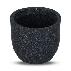 BonKaso 10 Inch Jaguar Round Plant Pots | Highly Durable BonKaso 10 Inch Jaguar Round Plant Pots | Highly Durable & Lightweight Polymer Planter for Indoor & Outdoor Use | Flower Pot (Gamla/Gamale) for Home, Office, Garden, Living Room & Balcony (Dark Grey)