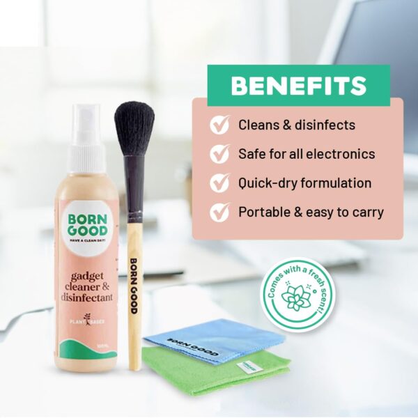Born-Good-4-in-1-Plant-Based-Electronics-Gadget-Disinfectant-Cleaner-Kit-Non-Toxic-Formula-for-Laptop-Smartphone-Monitor-Tablet-Camera-TVs-2-Microfiber-Cloths-Soft-Brush-100ml.jpg Born Good 4-in-1 Plant-Based Electronics & Gadget Disinfectant Cleaner Kit - Non-Toxic Formula for Laptop, Smartphone, Monitor, Tablet, Camera, TVs - 2 Microfiber Cloths & Soft Brush (100ml)