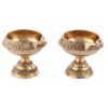 Brass Deepak with Stand - Set of 2 Gold Diya for Diwali Puja, Standard Size, Traditional Indian Design, Home Decor, Festive Lighting, Ideal Gift (Stand Diya)