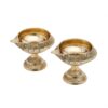 Brass Deepak with Stand - Set of 2 Gold Diya for Diwali Puja, Standard Size, Traditional Indian Design, Home Decor, Festive Lighting, Ideal Gift (Stand Diya)