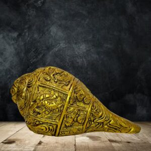 Brass Shank for Home and Decor Show Piece for Living Brass Shank for Home and Decor Show Piece for Living Room Bedroom Handmade Brass Items Modern Artwork for Home Entrance and Good Luck Diwali Gifts Weight 500 Gram Height 14 cm