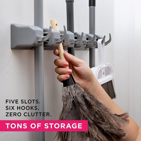 Broom-Holder-Wall-Mounted-Mop-Holder-for-Wall-Broom-Stick-Holder-Mounted-Stand-Storage-Broomstick-Brush-Mount-Organizer-with-Hanger-Hooks-5-Slot-6-Hooks-Grey-Polypropylene.jpg Broom Holder Wall Mounted, Mop Holder for Wall, Broom Stick Holder Mounted Stand, Storage Broomstick Brush Mount Organizer with Hanger Hooks (5 Slot 6 Hooks)- Grey, Polypropylene