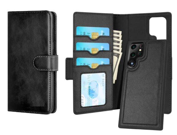 Business Style Detachable Wallet Flip Cover Removable Back Case for Business Style Detachable Wallet Flip Cover Removable Back Case for Samsung Galaxy S26 Ultra 5G (Black)