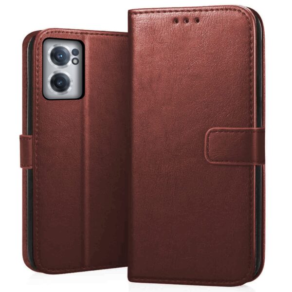 CEDO Flip Cover for OnePlus Nord CE 2 (5G) | CEDO Flip Cover for OnePlus Nord CE 2 (5G) | Leather Finish | Inside Pockets & Inbuilt Stand | Shockproof Wallet Style Magnetic Closure Back Case Flipcover (Brown)