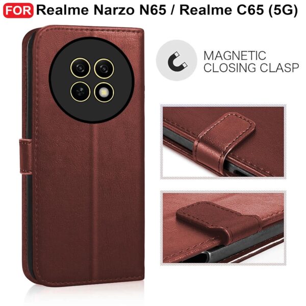 CEDO-Flip-Cover-for-Realme-Narzo-N65-Realme-C65-5G-Leather-Finish-Inside-Pockets-Inbuilt-Stand-Shockproof-Wallet-Style-Magnetic-Closure-Back-Case-Flipcover-Brown.jpg CEDO Flip Cover for Realme Narzo N65 / Realme C65 (5G) | Leather Finish | Inside Pockets & Inbuilt Stand | Shockproof Wallet Style Magnetic Closure Back Case Flipcover (Brown)