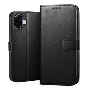 CEDO Flip Cover for Samsung Galaxy A07 (4G) LTE / A07 (5G)/ F70E | Leather Finish | Inside Pockets & Inbuilt Stand | Shockproof Wallet Style Magnetic Closure Back Case Flipcover (Black)