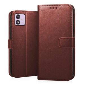 CEDO Flip Cover for Samsung Galaxy F14 (5G) | Leather CEDO Flip Cover for Samsung Galaxy F14 (5G) | Leather Finish | Inside Pockets & Inbuilt Stand | Shockproof Wallet Style Magnetic Closure Back Case Flipcover (Brown)