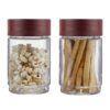 CELLO Modustack Glassy Storage Jar Set of 2 (750 ml x 2), Maroon | Glass Jar with Lid | Stackable | For Grains, Pulses, Spice, Cereals, Cookies, Dry Fruits | Fridge Storage Container