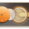 CHIBRO Big Size Wall Wallpaper Frame with Clock | Premium Wooden Playwood Decorative Wall Art Set | Modern Luxury Home Décor for Living Room, Bedroom & Office (Golden Dot Orbit)