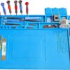 COOLCOLD Silicone Soldering Mat Heat Resistant up to 932°F – Large 17.8 x 11.8 inch Magnetic Work Mat for Electronics Repair, Cell Phone, Laptop, Computer, Soldering Station (Blue)
