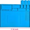 COOLCOLD Silicone Soldering Mat Heat Resistant up to 932°F – Large 17.8 x 11.8 inch Magnetic Work Mat for Electronics Repair, Cell Phone, Laptop, Computer, Soldering Station (Blue)