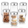 CROCO JAR Square Glass Storage Containers 1000ml | Set of 6 | Transparent Kitchen Jars with Airtight Steel Lid | Spice, Pickle, Dry Fruit, Snack, Coffee, Sugar & Pantry Storage Containers