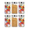 CROCO JAR Square Glass Storage Containers 1000ml | Set of 6 | Transparent Kitchen Jars with Airtight Steel Lid | Spice, Pickle, Dry Fruit, Snack, Coffee, Sugar & Pantry Storage Containers