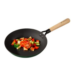 CUMIN CO. LITE Cast Iron Fry Pan | 24 cm, 1.4L | Induction Base Cookware | 5 Years Warranty | Non Toxic Non Stick Pan for Omelette | Chemical Free Coating | No Seasoning Needed | Green