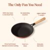 CUMIN CO. LITE Cast Iron Fry Pan | 24 cm, 1.4L | Induction Base Cookware | 5 Years Warranty | Non Toxic Non Stick Pan for Omelette | Chemical Free Coating | No Seasoning Needed | Green